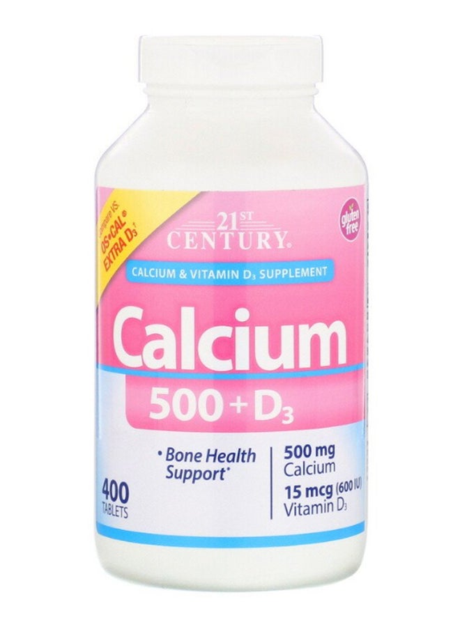 القرن الحادي والعشرون مكمل غذائي كالسيوم 500 مع D3 لدعم صحة العظام - 400 قرص - Image 1